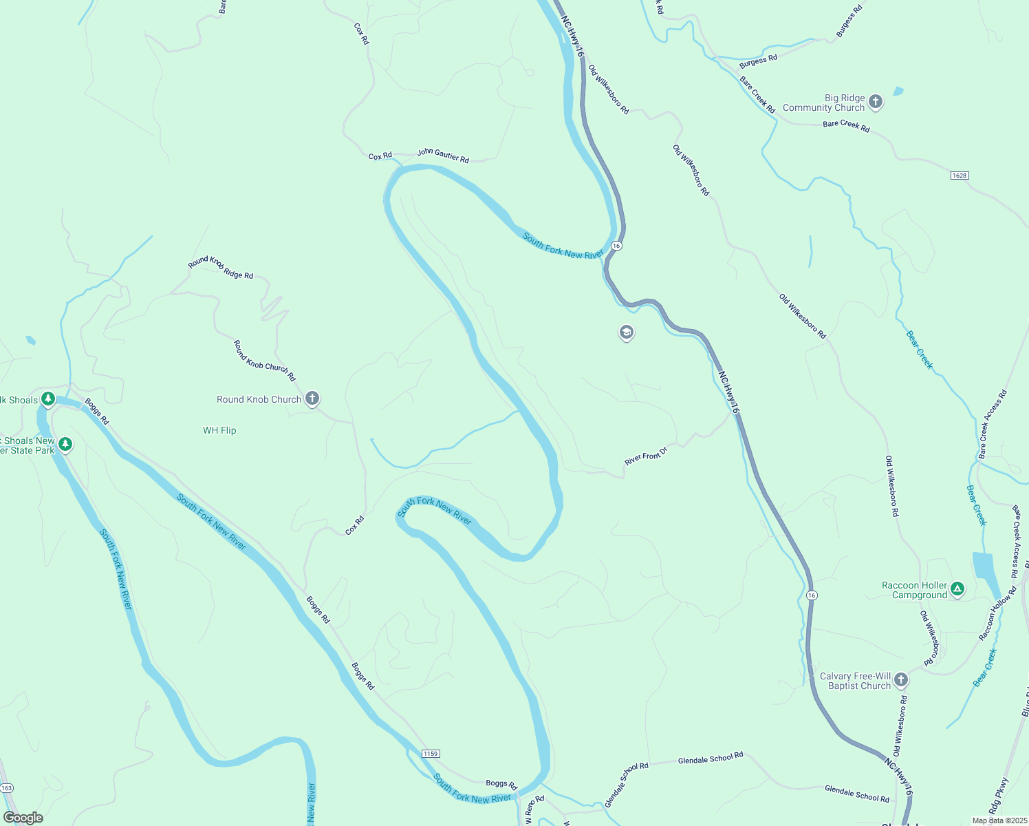 map of restaurants, bars, coffee shops, grocery stores, and more near Rocky River Drive in Jefferson