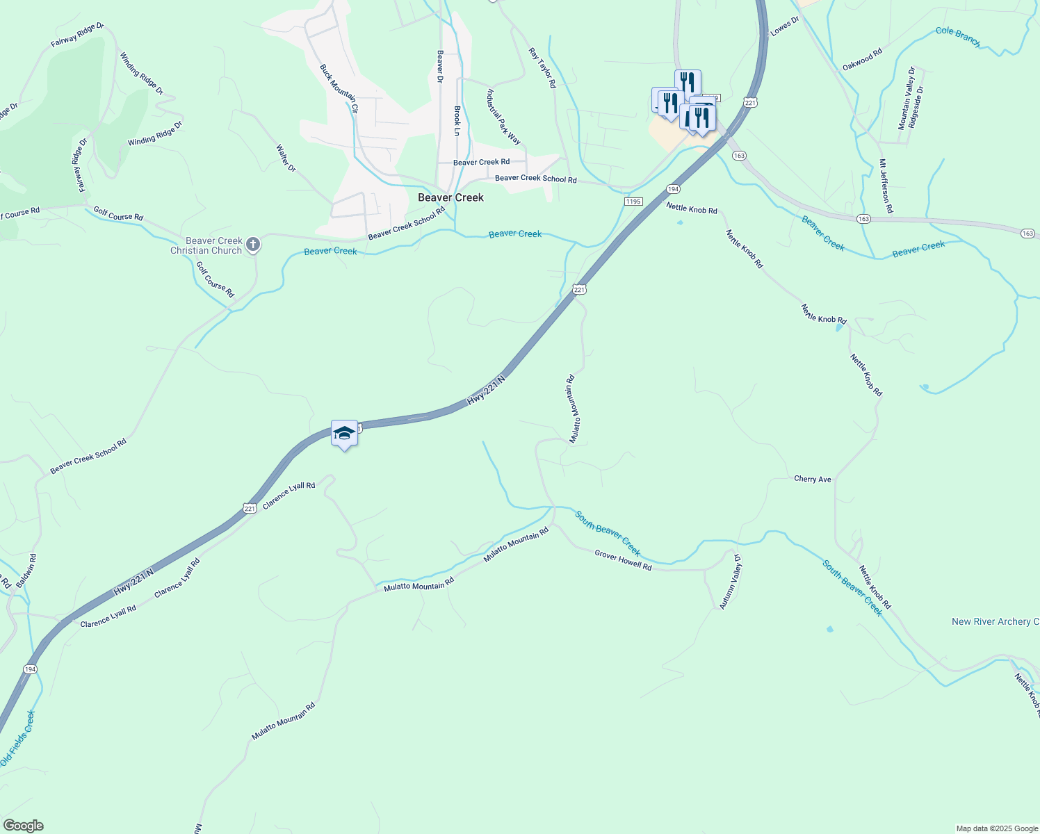 map of restaurants, bars, coffee shops, grocery stores, and more near 278 Jonas Ridge Drive in West Jefferson