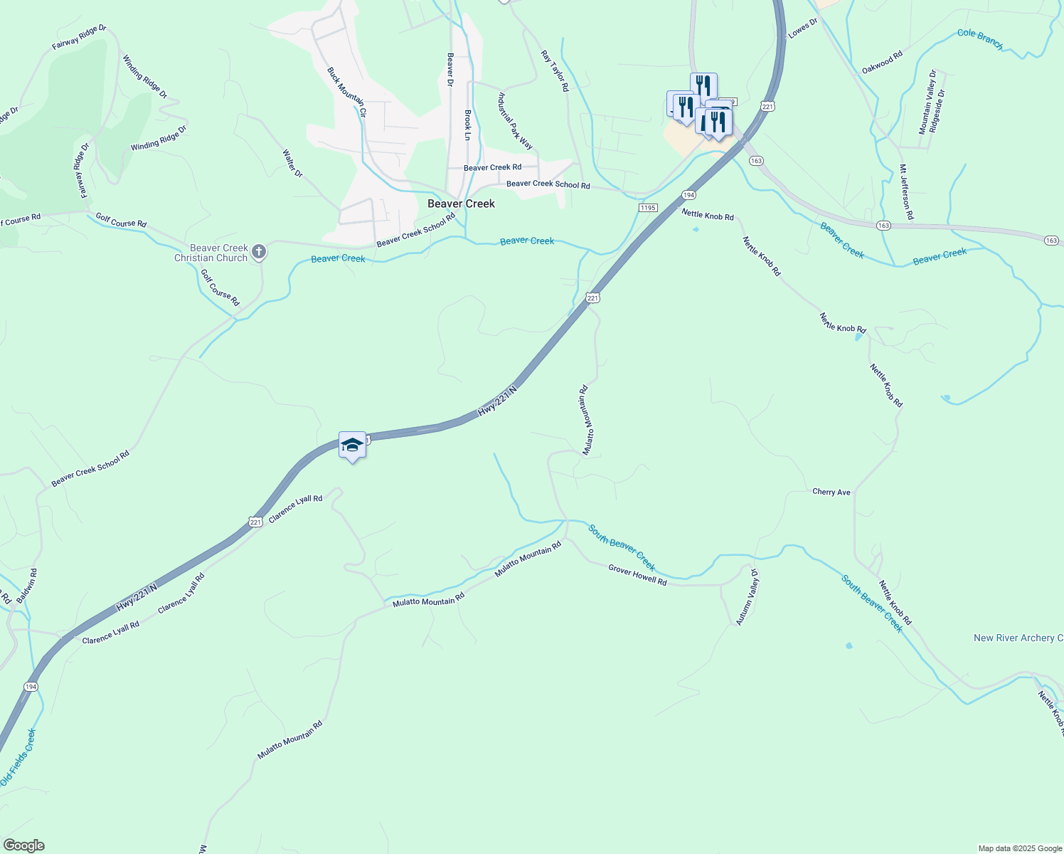 map of restaurants, bars, coffee shops, grocery stores, and more near 278 Jonas Ridge Drive in West Jefferson