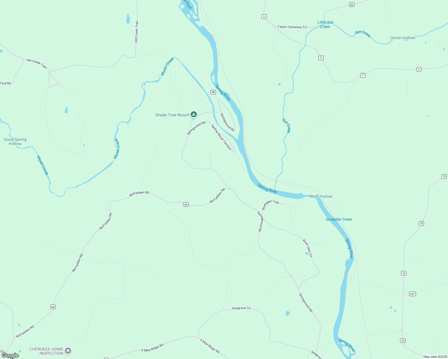 map of restaurants, bars, coffee shops, grocery stores, and more near in Cherokee Village