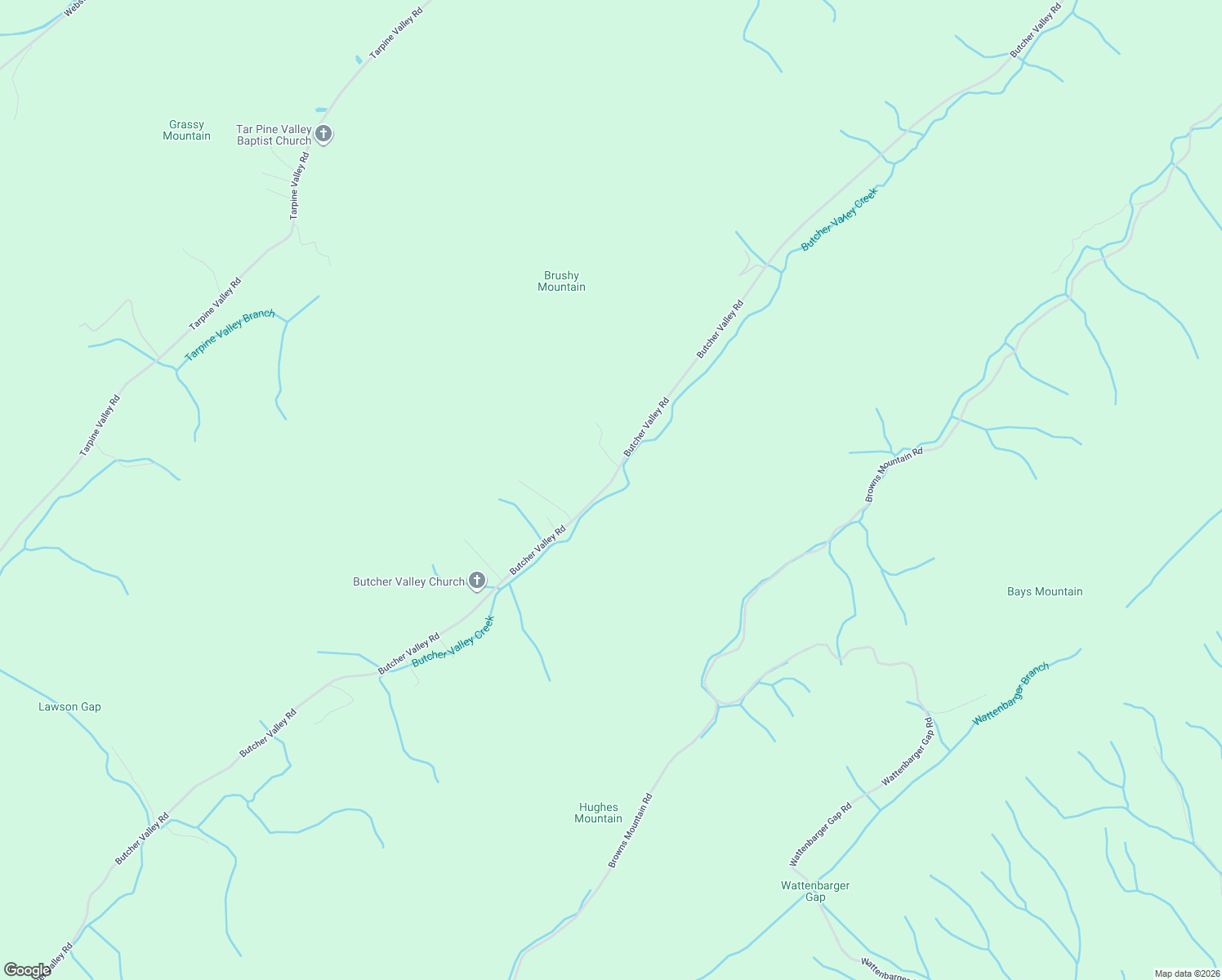 map of restaurants, bars, coffee shops, grocery stores, and more near 616 Butcher Valley Road in Rogersville