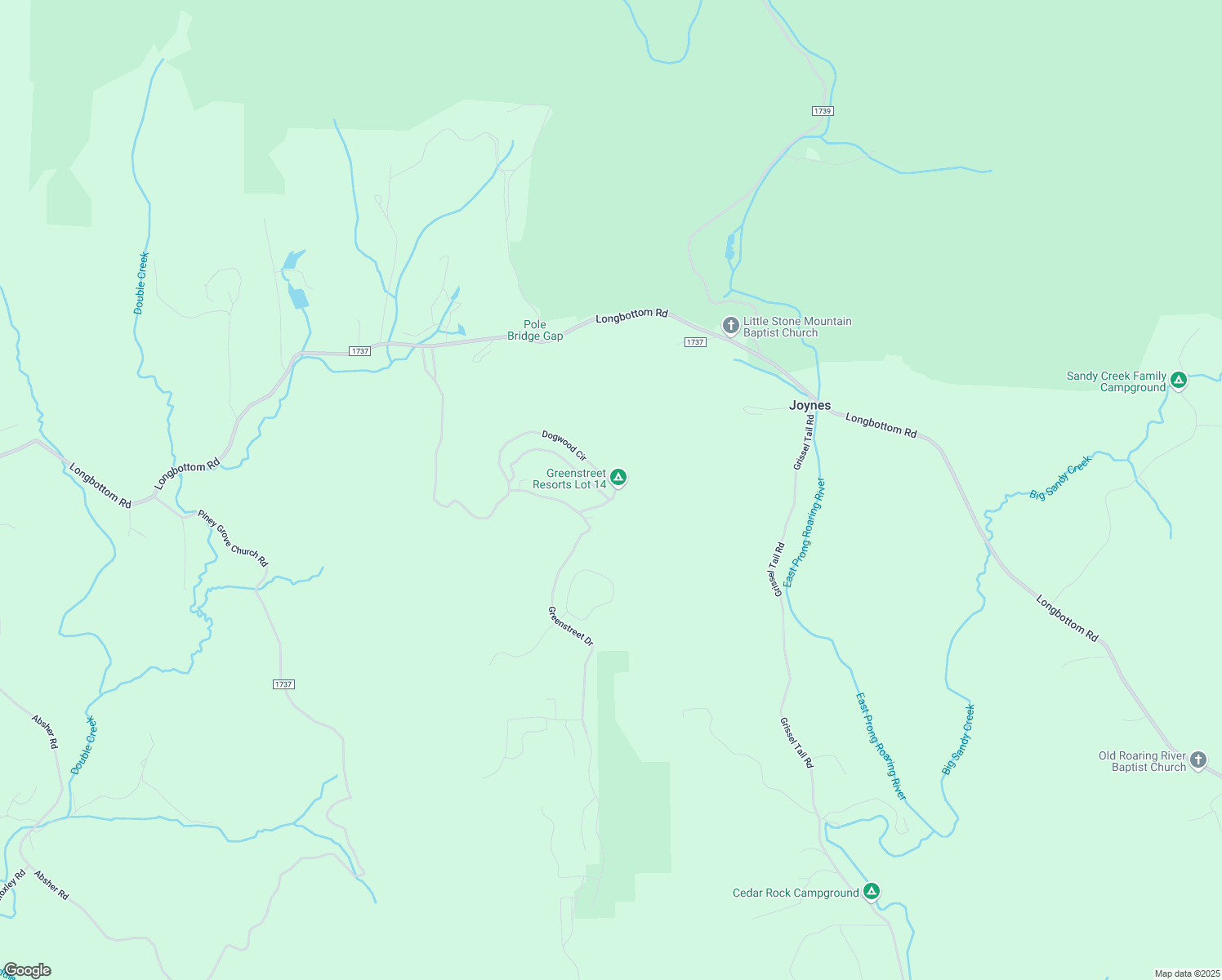map of restaurants, bars, coffee shops, grocery stores, and more near 230 Dogwood Circle in Traphill