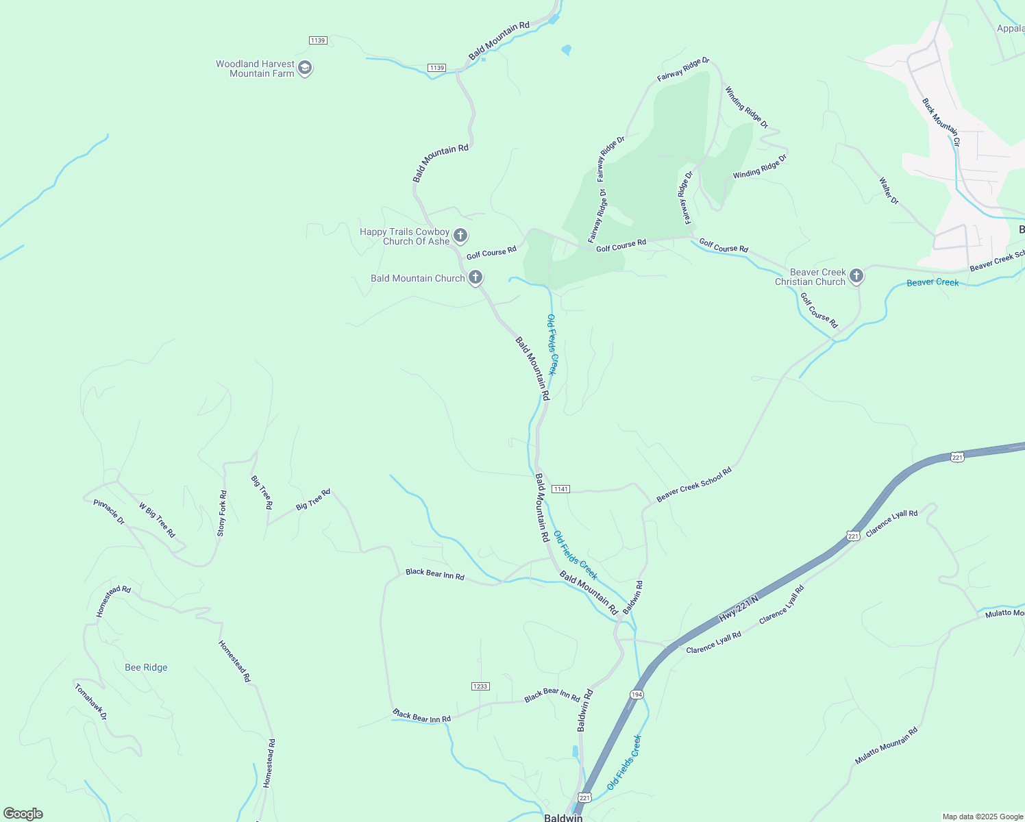 map of restaurants, bars, coffee shops, grocery stores, and more near 885 Bald Mountain Road in West Jefferson
