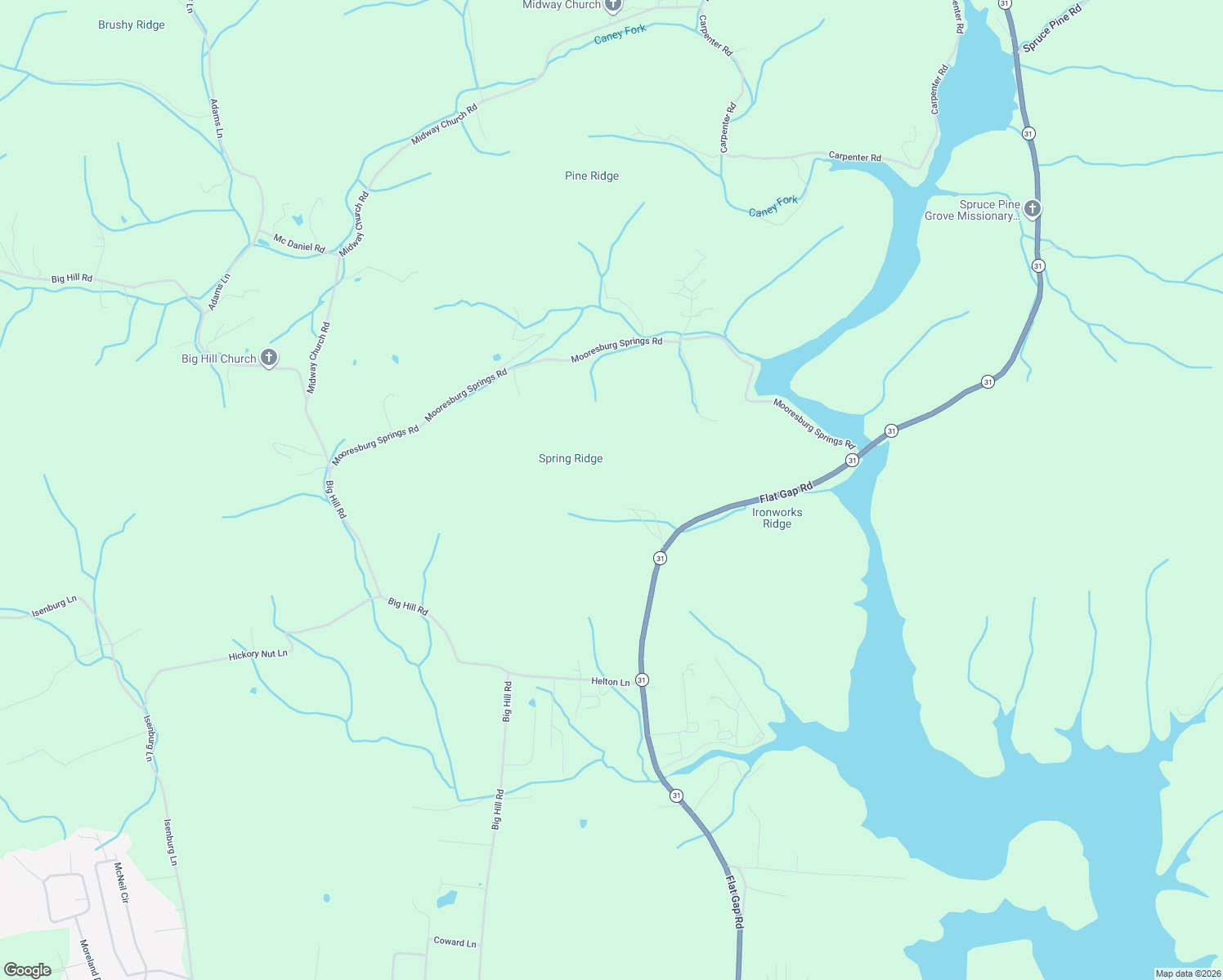map of restaurants, bars, coffee shops, grocery stores, and more near 985 Tennessee 31 in Mooresburg