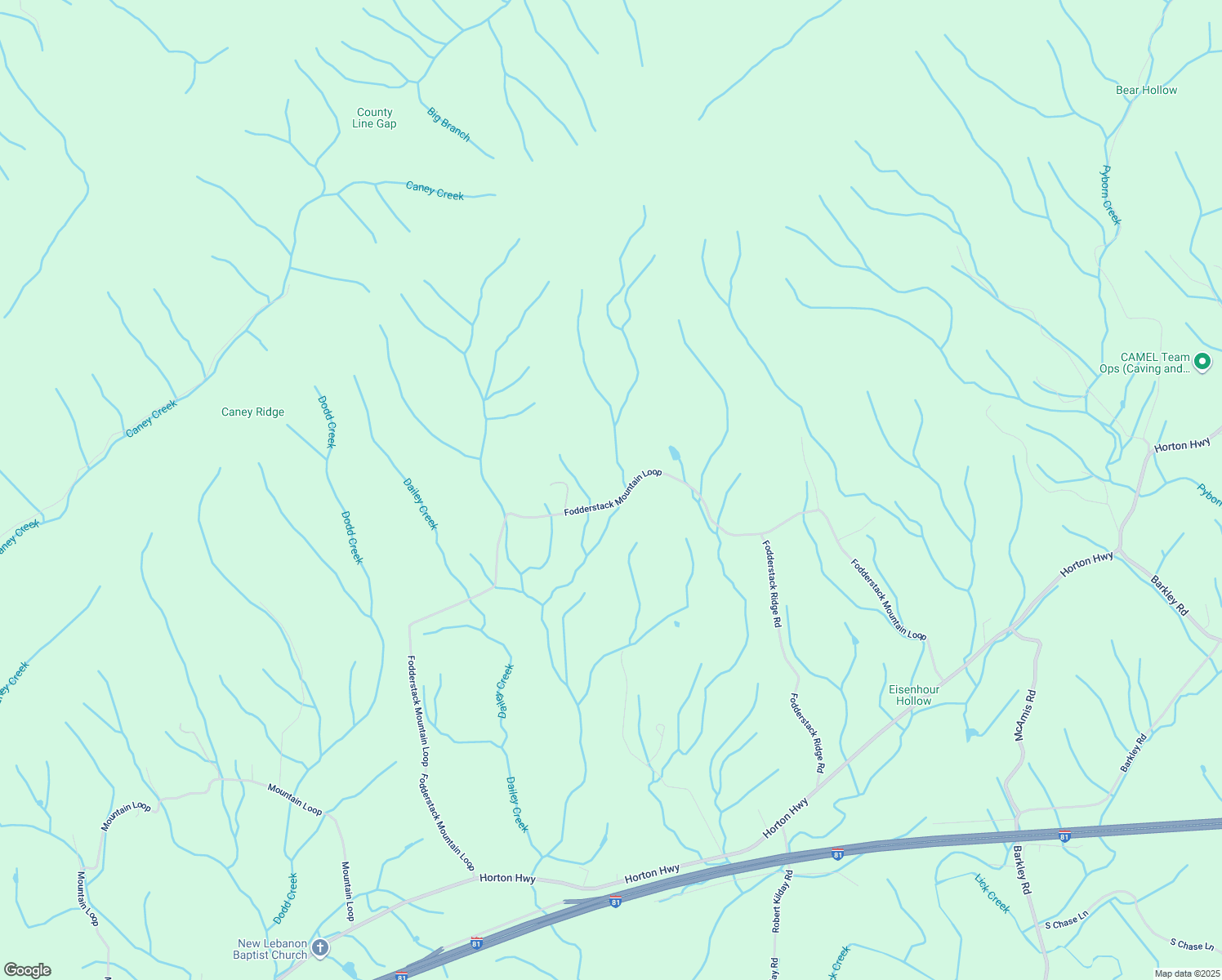 map of restaurants, bars, coffee shops, grocery stores, and more near 1667 Fodderstack Mountain Loop in Greeneville