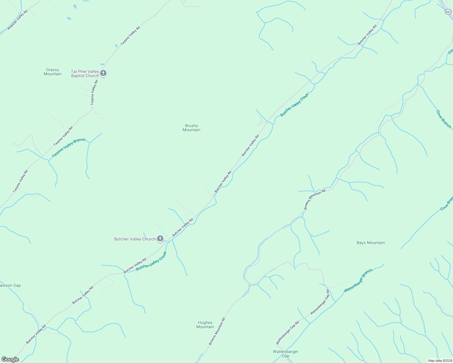map of restaurants, bars, coffee shops, grocery stores, and more near 561 Butcher Valley Road in Rogersville