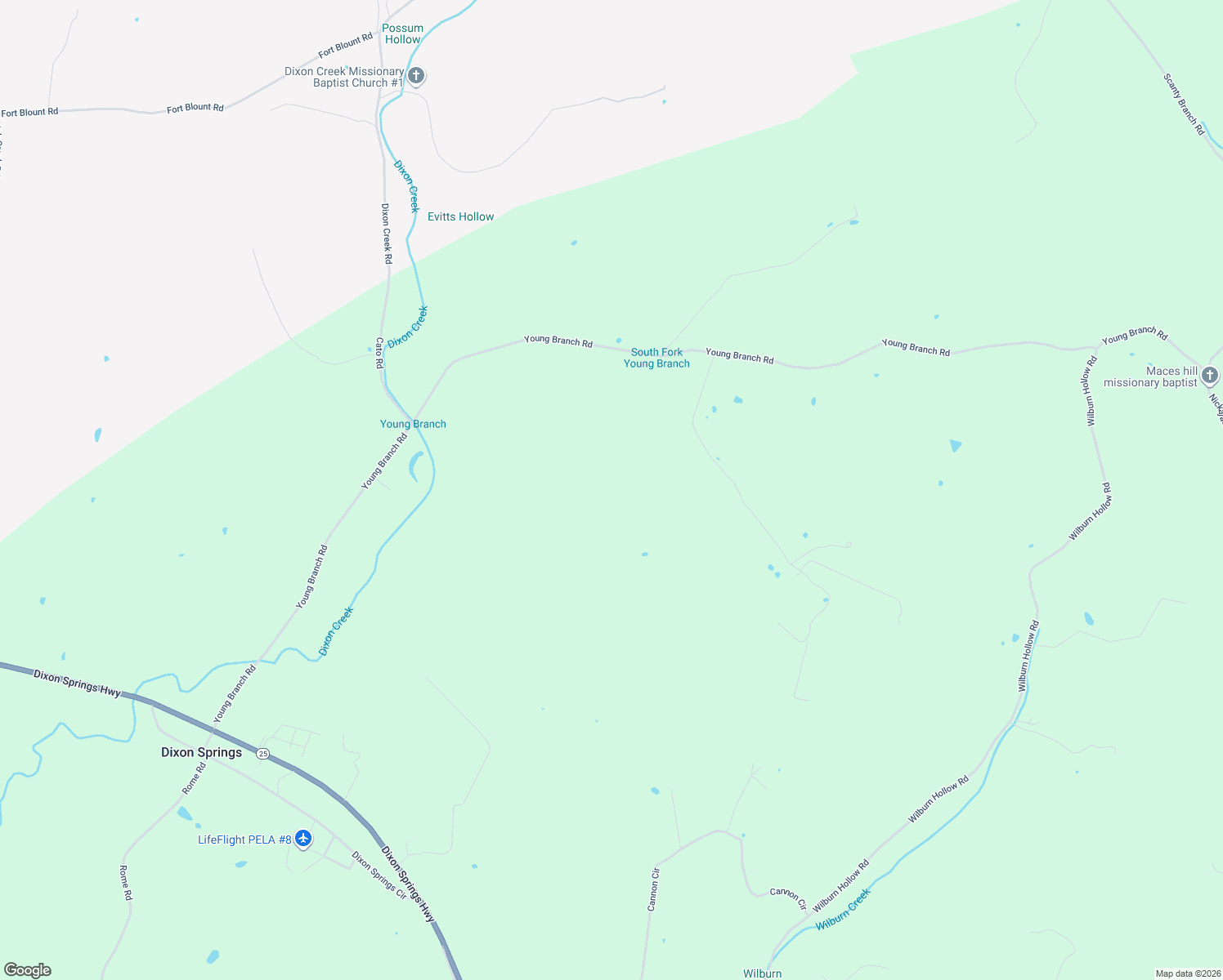 map of restaurants, bars, coffee shops, grocery stores, and more near 182 Young Branch Road in Dixon Springs