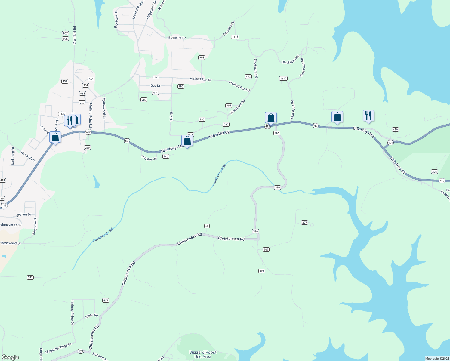 map of restaurants, bars, coffee shops, grocery stores, and more near 534 Oakley Road in Mountain Home