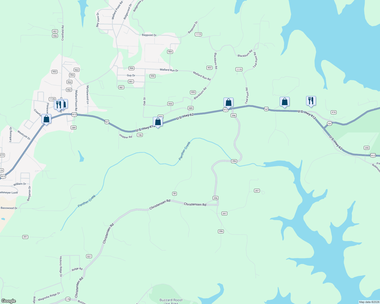 map of restaurants, bars, coffee shops, grocery stores, and more near 534 Oakley Road in Mountain Home