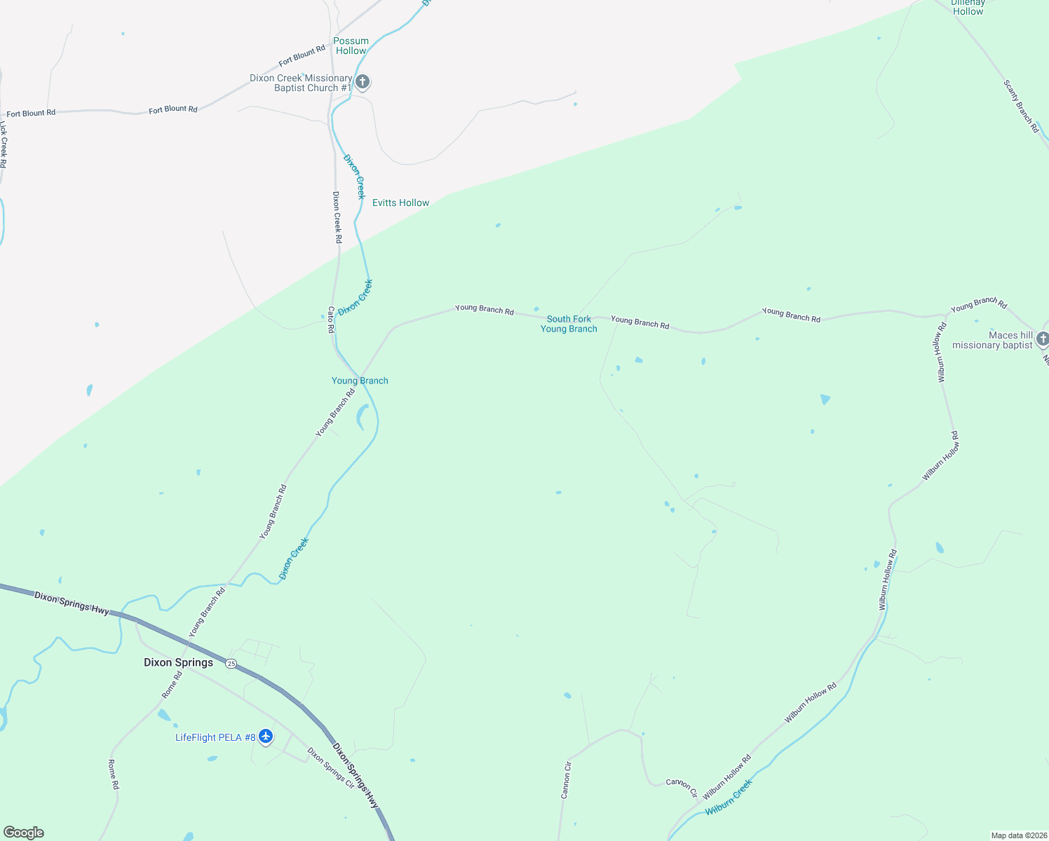 map of restaurants, bars, coffee shops, grocery stores, and more near 182 Young Branch Road in Dixon Springs