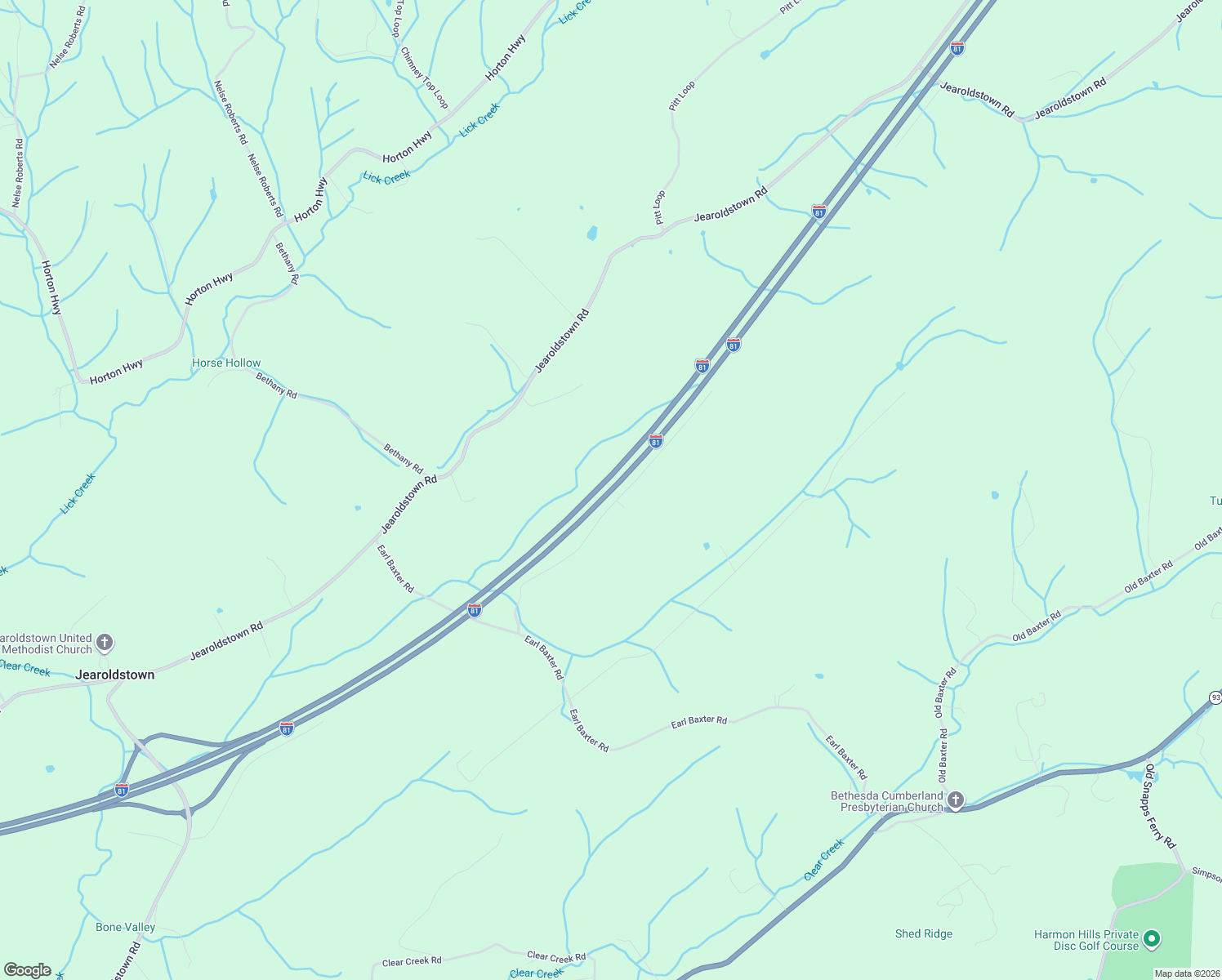 map of restaurants, bars, coffee shops, grocery stores, and more near Interstate 81 in Chuckey