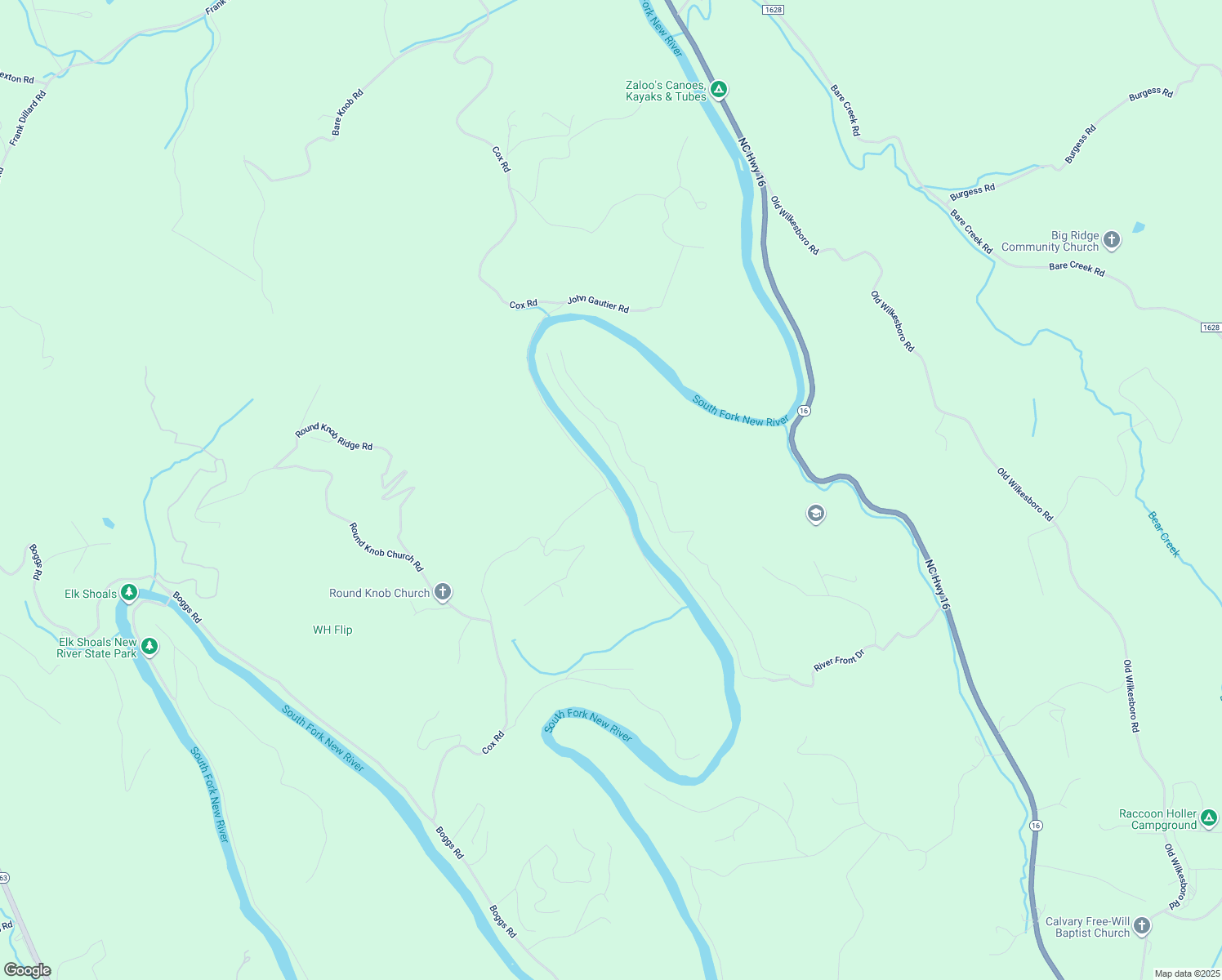 map of restaurants, bars, coffee shops, grocery stores, and more near Rocky River Drive in Jefferson