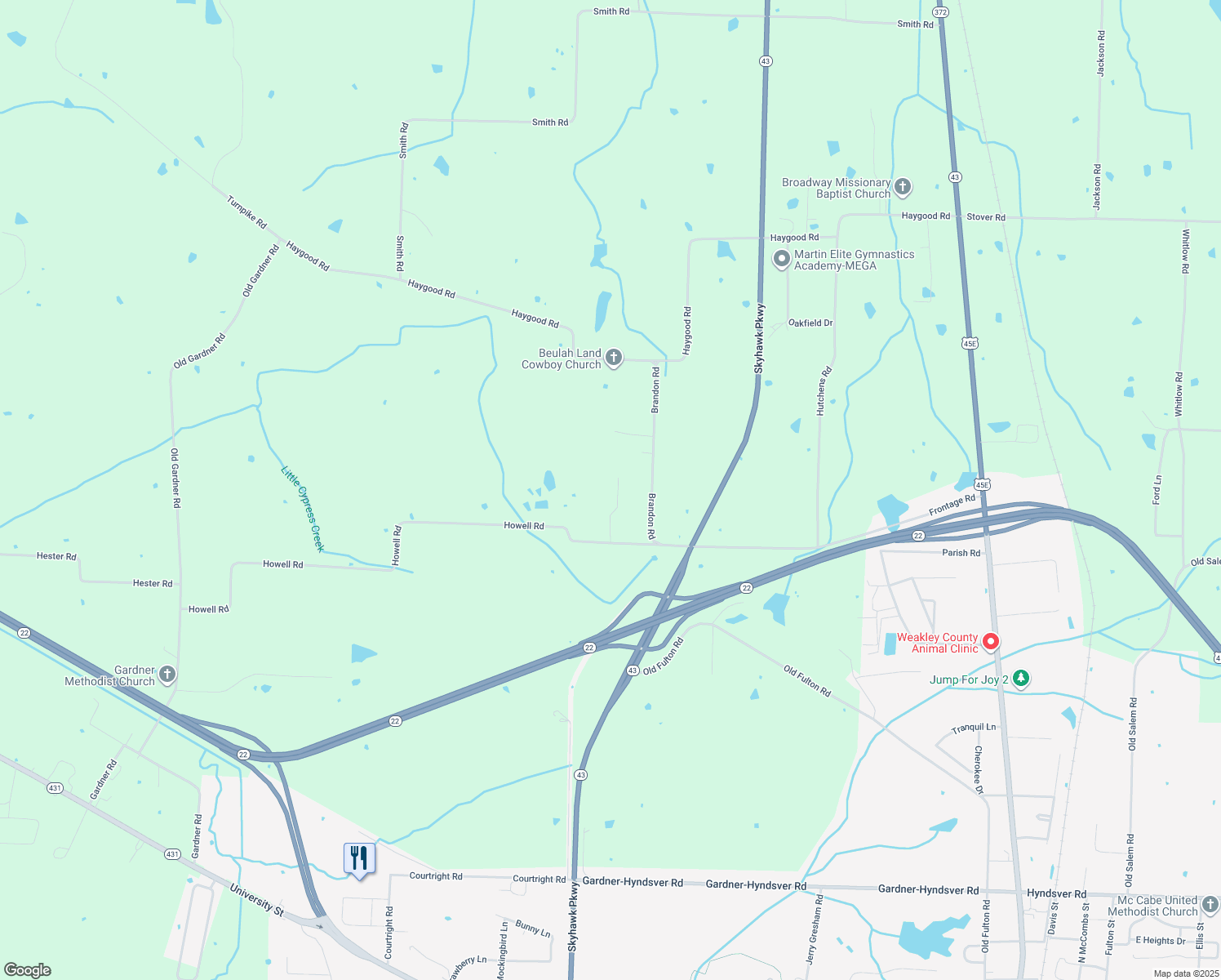 map of restaurants, bars, coffee shops, grocery stores, and more near 192 Brewer Road in Martin