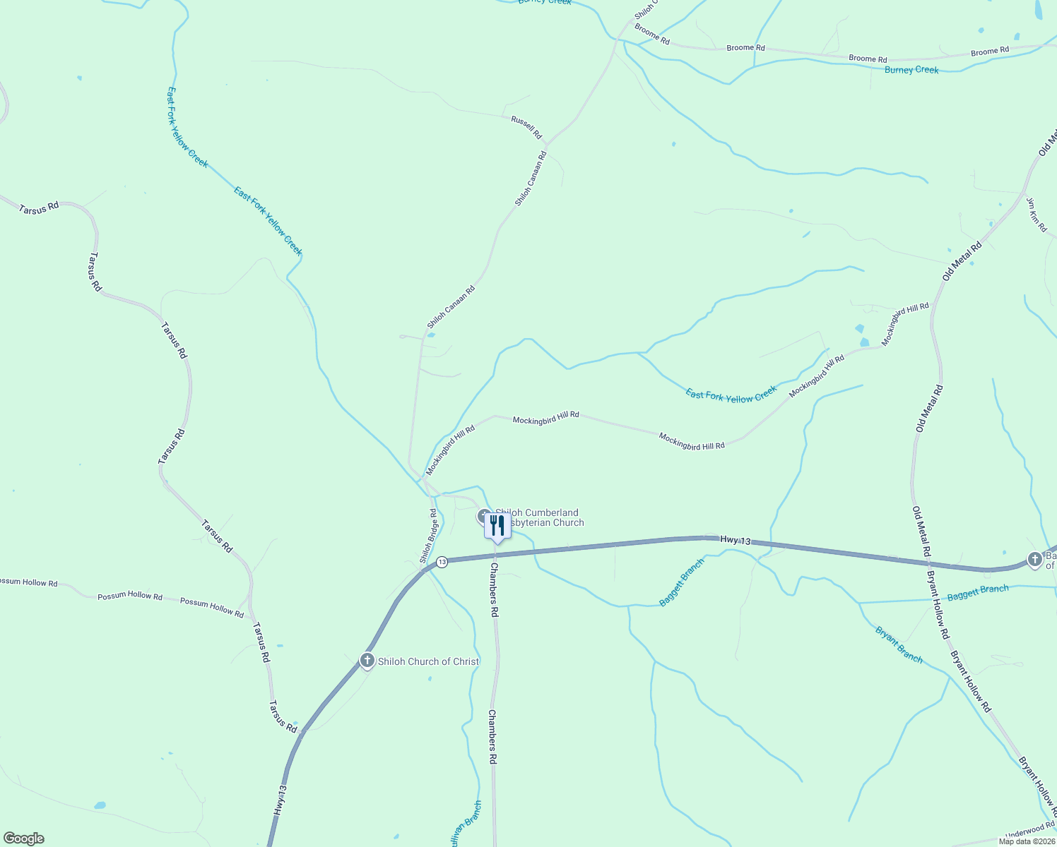 map of restaurants, bars, coffee shops, grocery stores, and more near 2685 Mockingbird Hill Road in Palmyra