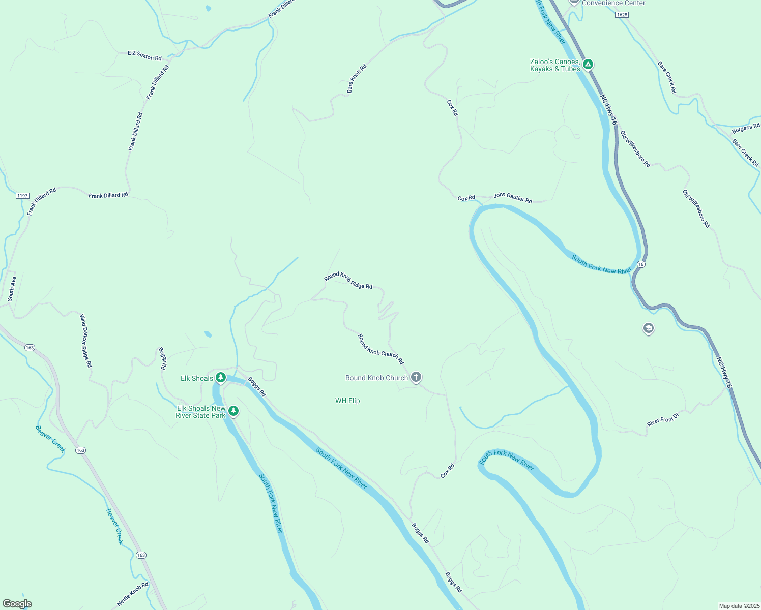 map of restaurants, bars, coffee shops, grocery stores, and more near 619 Round Knob Ridge Road in West Jefferson