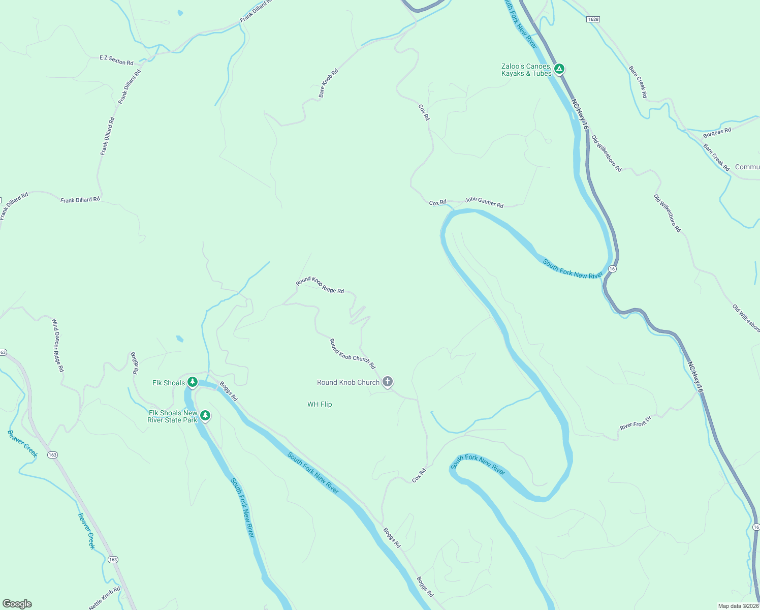 map of restaurants, bars, coffee shops, grocery stores, and more near 999 Round Knob Ridge Road in West Jefferson