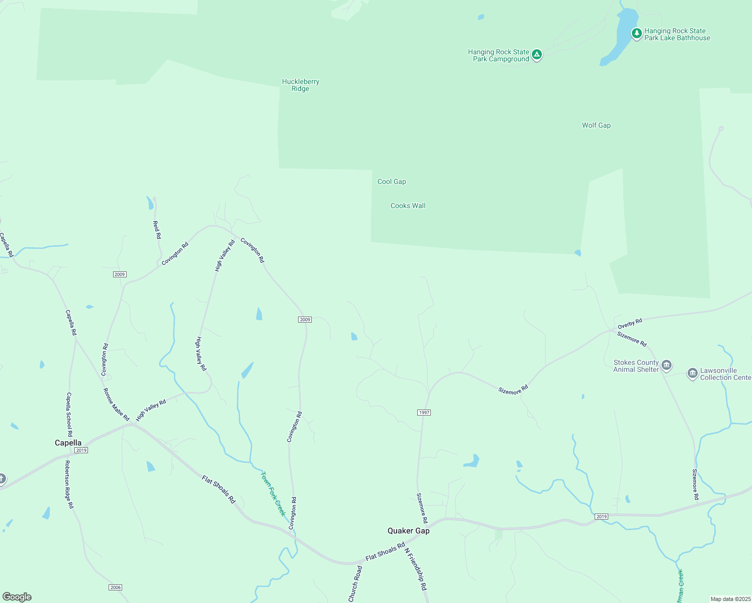 map of restaurants, bars, coffee shops, grocery stores, and more near 1118 Forest Dweller Road in Germanton