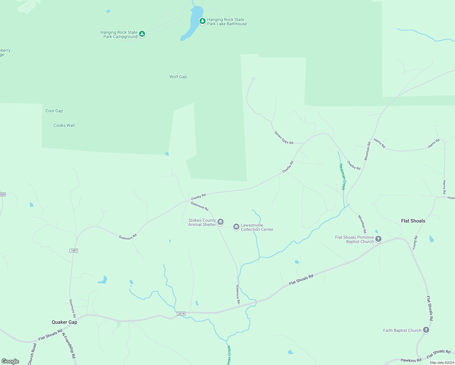 map of restaurants, bars, coffee shops, grocery stores, and more near 1165 Overby Road in Walnut Cove