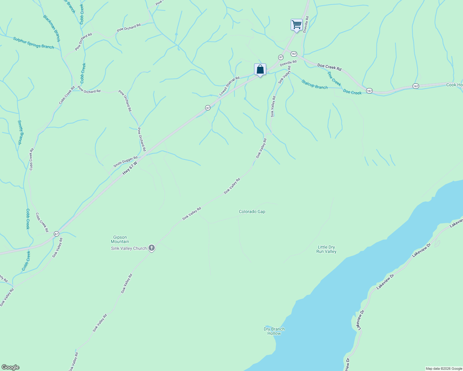 map of restaurants, bars, coffee shops, grocery stores, and more near 5571 Sink Valley Road in Butler