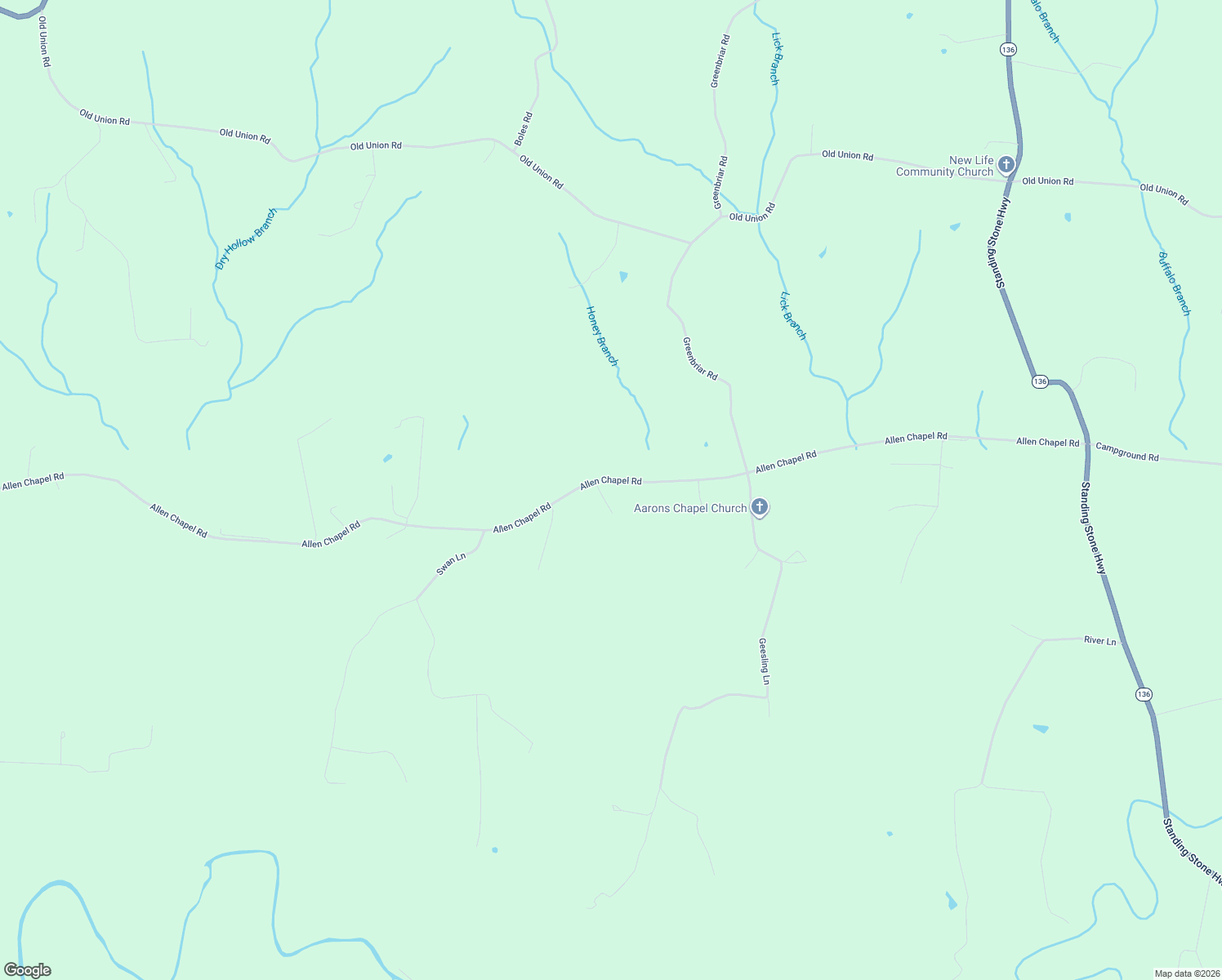 map of restaurants, bars, coffee shops, grocery stores, and more near 427 Allen Chapel Rd in Overton