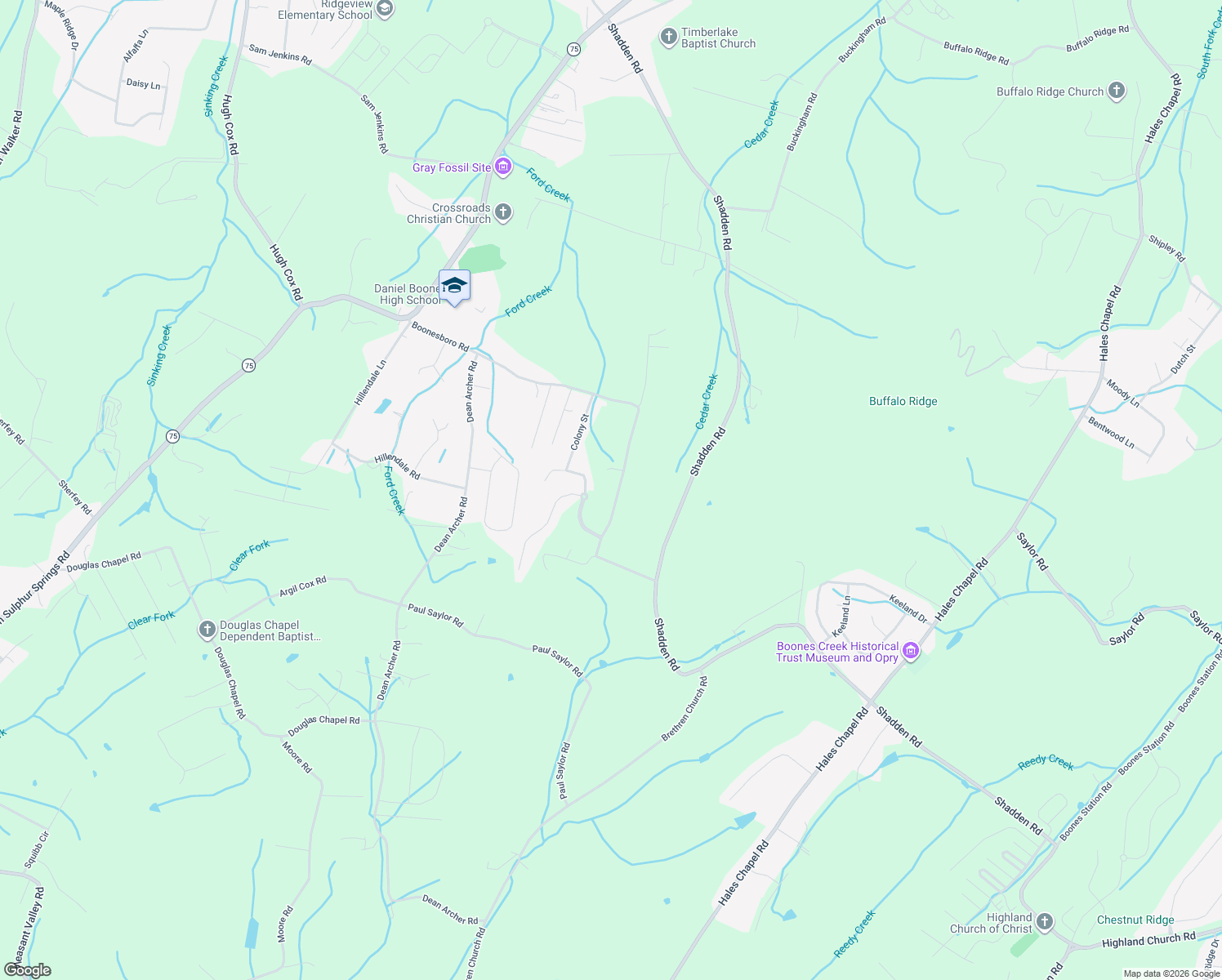 map of restaurants, bars, coffee shops, grocery stores, and more near 379 Boonesboro Rd in Gray