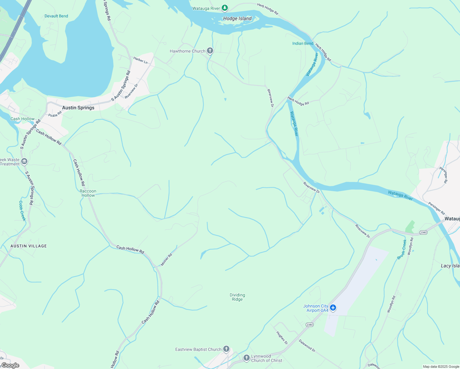 map of restaurants, bars, coffee shops, grocery stores, and more near 282 Mosier Road in Johnson City