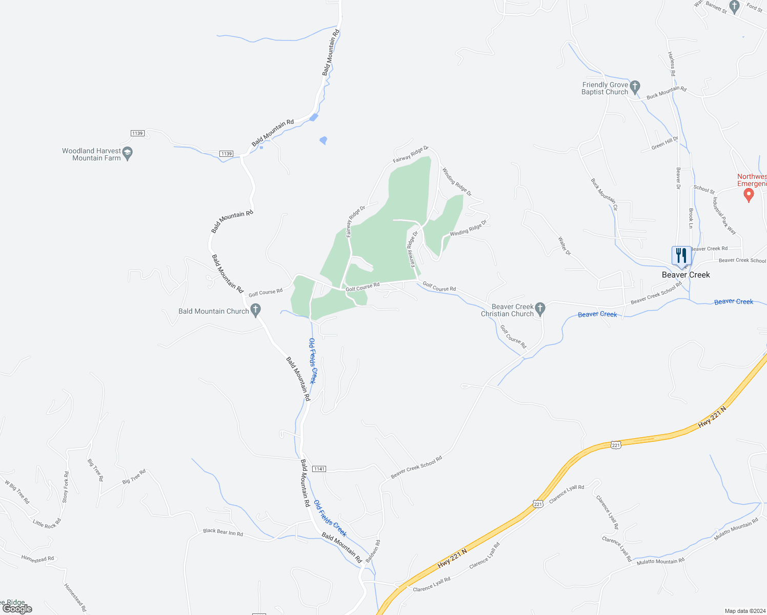 map of restaurants, bars, coffee shops, grocery stores, and more near 341 Walter Godbey Road in West Jefferson