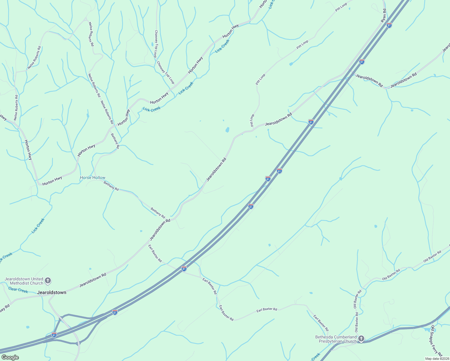 map of restaurants, bars, coffee shops, grocery stores, and more near 2710 Jearoldstown Road in Chuckey