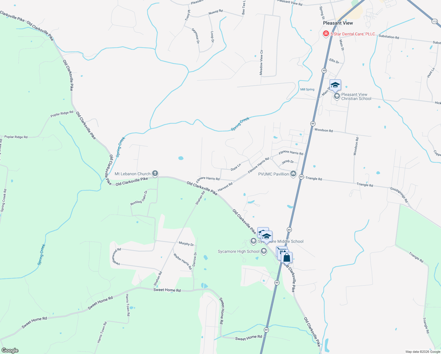 map of restaurants, bars, coffee shops, grocery stores, and more near 123 Melba Ct in Pleasant View
