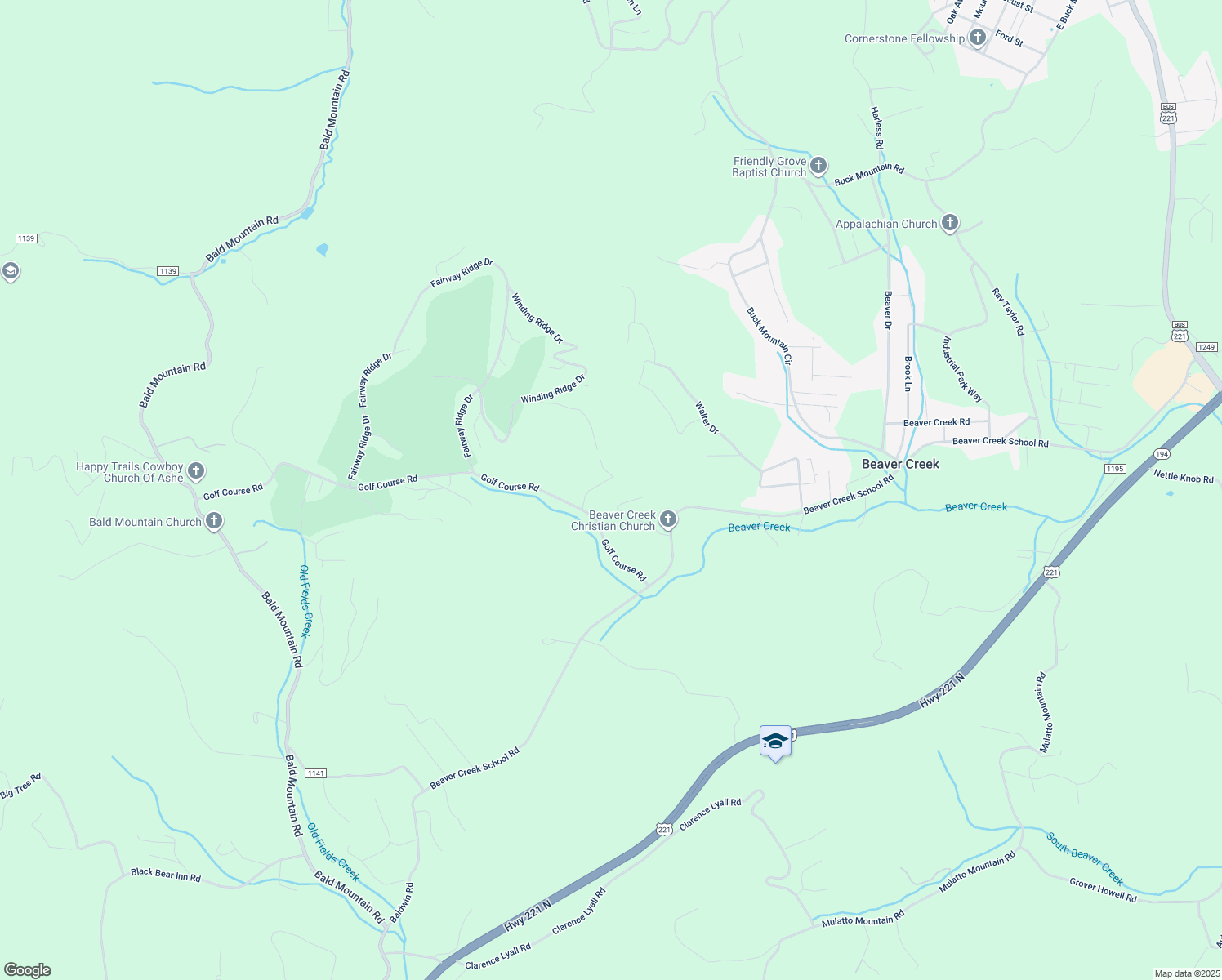 map of restaurants, bars, coffee shops, grocery stores, and more near 222 Country Mountain Ln in West Jefferson