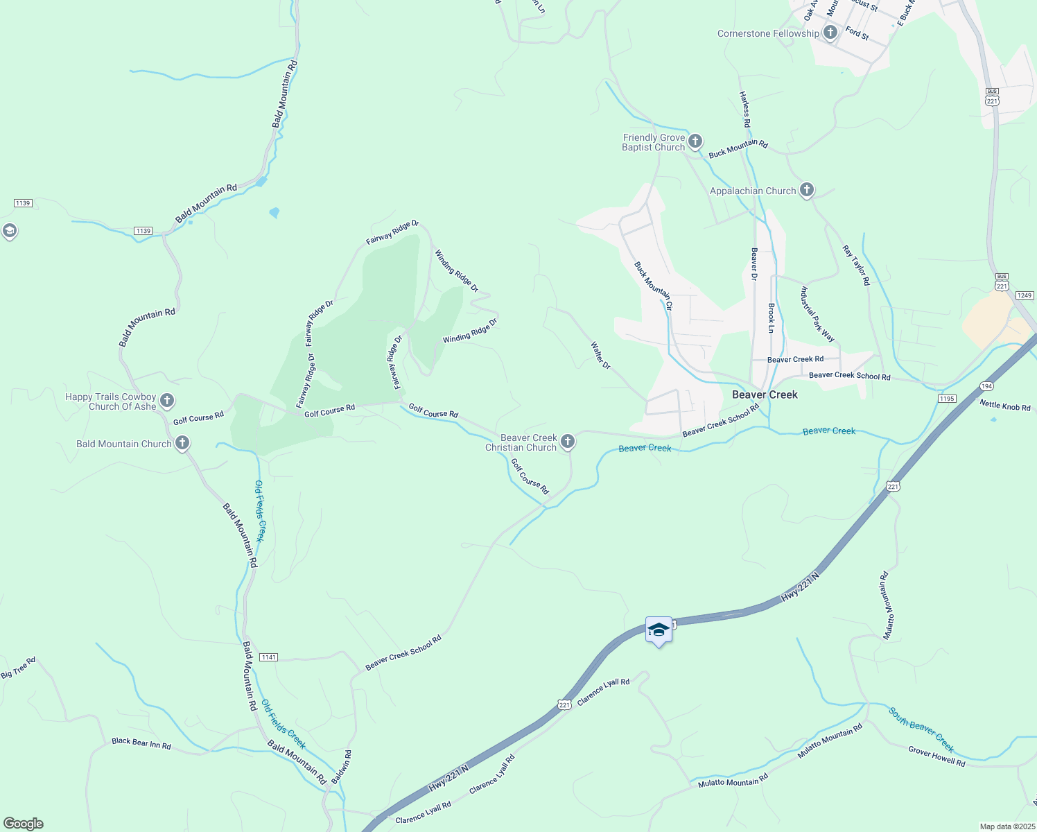 map of restaurants, bars, coffee shops, grocery stores, and more near 222 Country Mountain Ln in West Jefferson