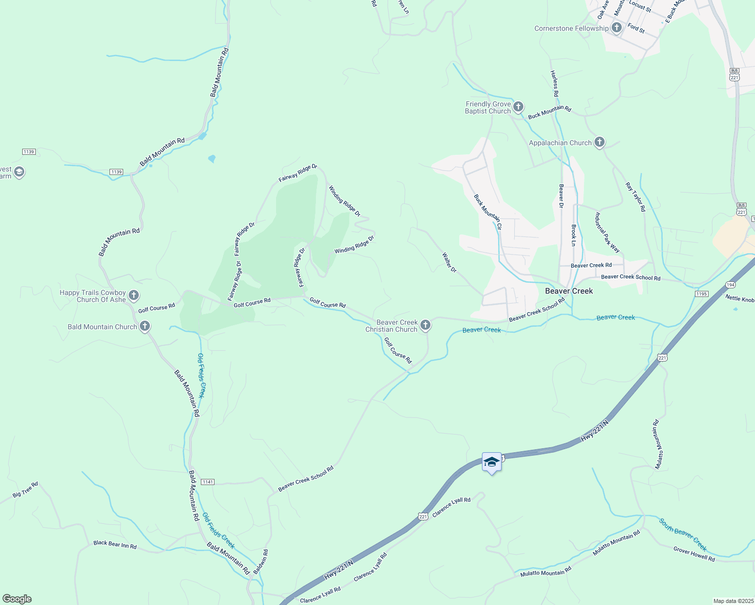map of restaurants, bars, coffee shops, grocery stores, and more near 167 Country Mountain Lane in West Jefferson