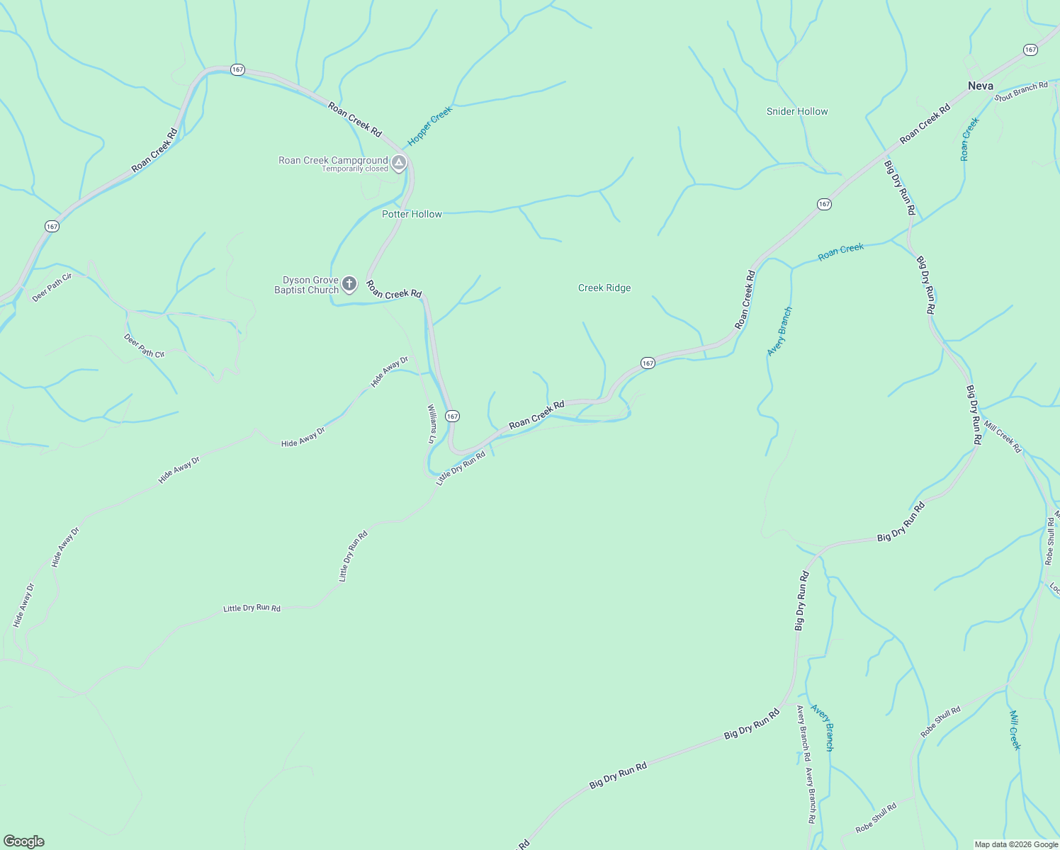 map of restaurants, bars, coffee shops, grocery stores, and more near 7585 Roan Creek Road in Butler
