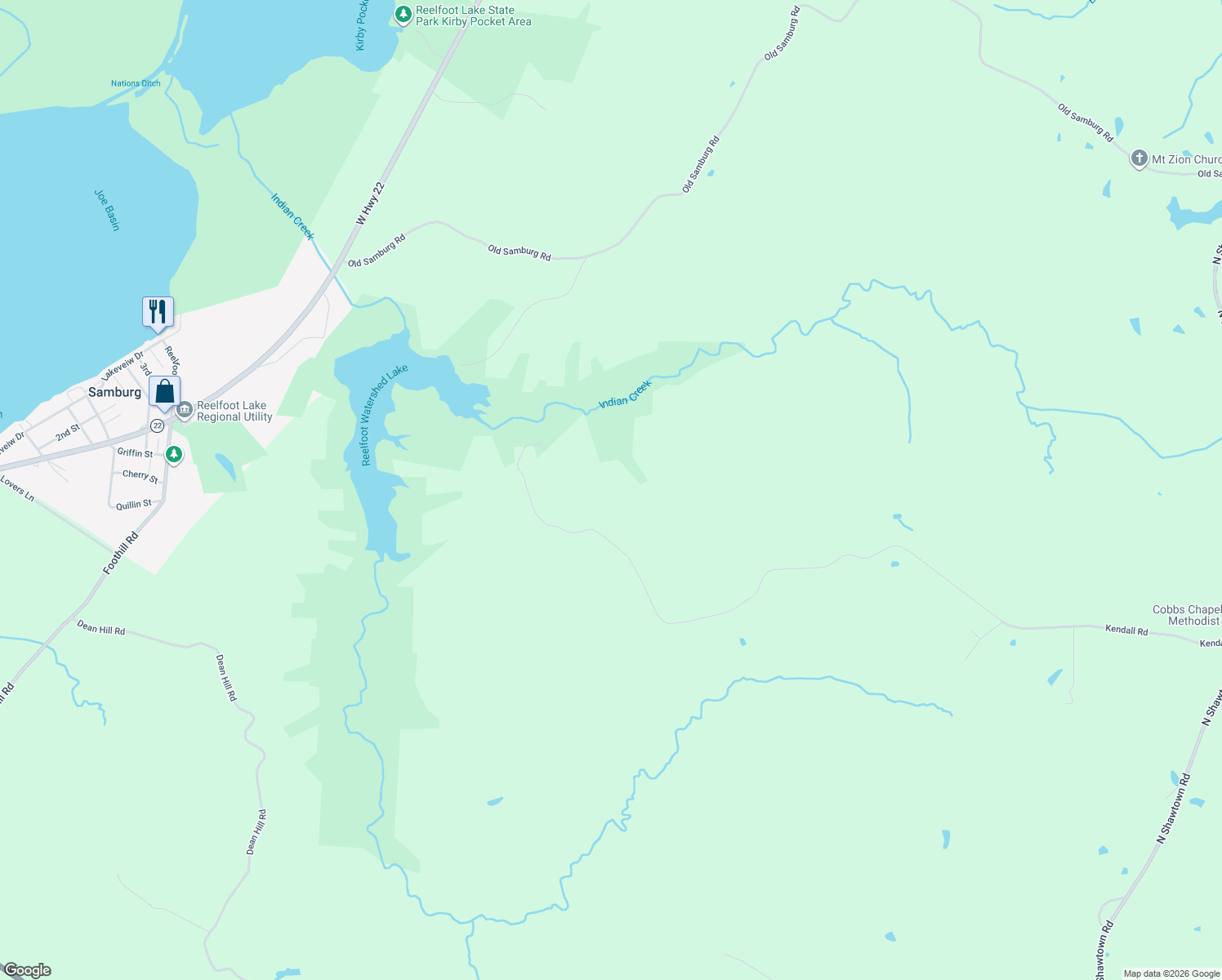 map of restaurants, bars, coffee shops, grocery stores, and more near 4830 Kendall Road in Hornbeak