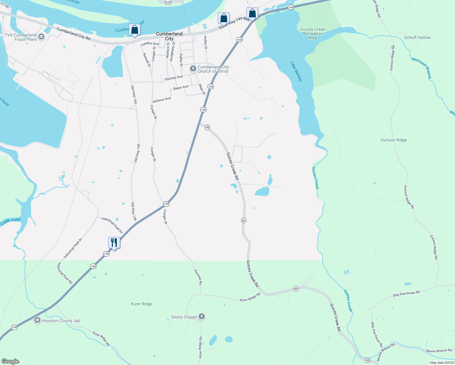 map of restaurants, bars, coffee shops, grocery stores, and more near 318 Guices Creek Road in Cumberland City