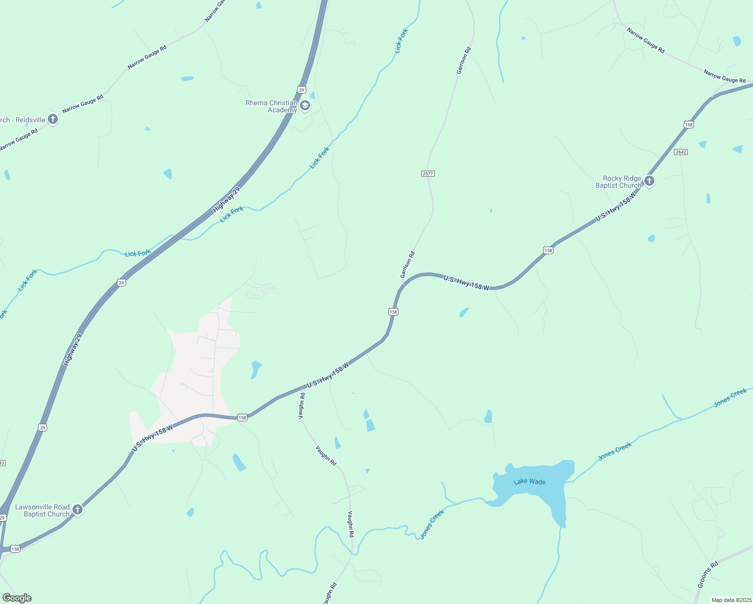 map of restaurants, bars, coffee shops, grocery stores, and more near 2481 U.S. 158 in Reidsville