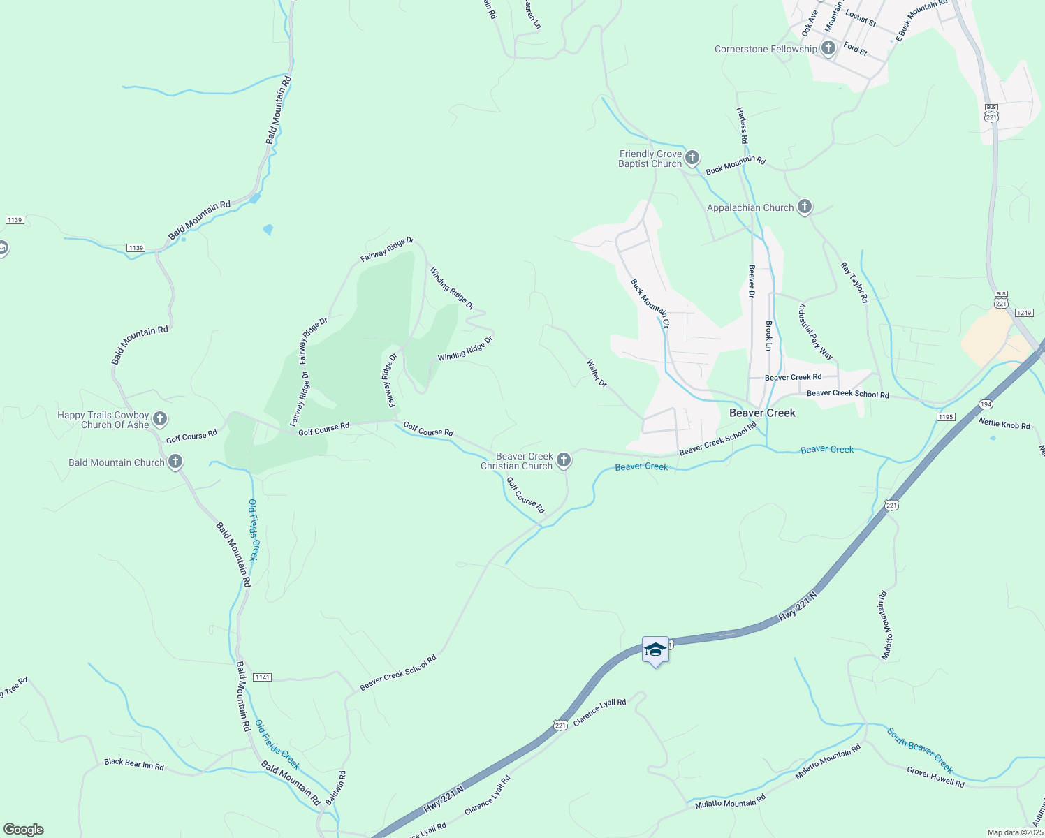 map of restaurants, bars, coffee shops, grocery stores, and more near 244 Country Mountain Lane in West Jefferson