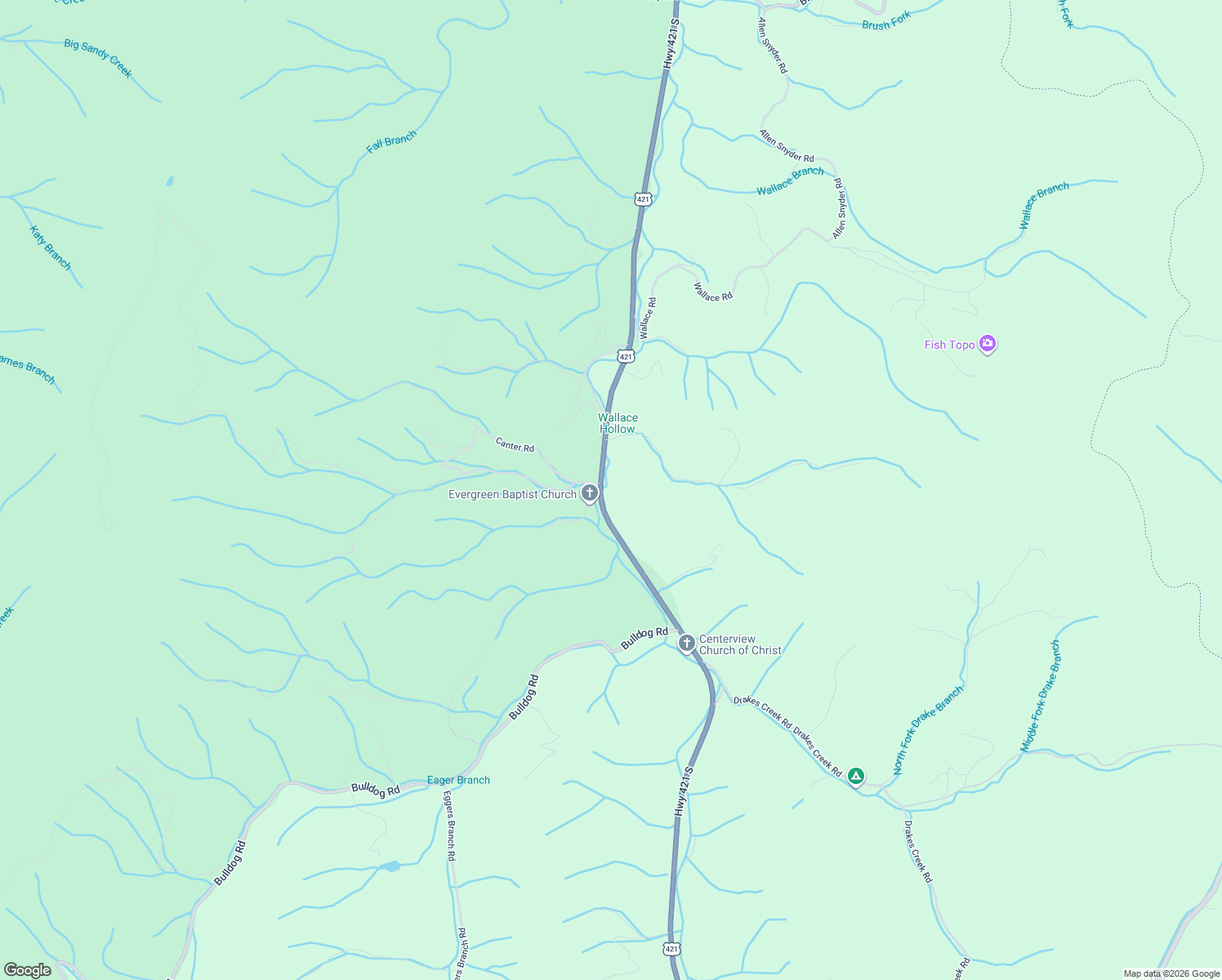map of restaurants, bars, coffee shops, grocery stores, and more near 8741 U.S. 421 in Trade