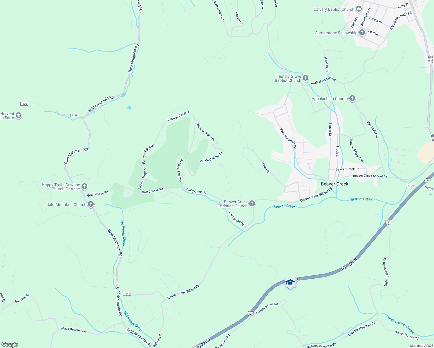 map of restaurants, bars, coffee shops, grocery stores, and more near 460 Golf Course Road in West Jefferson