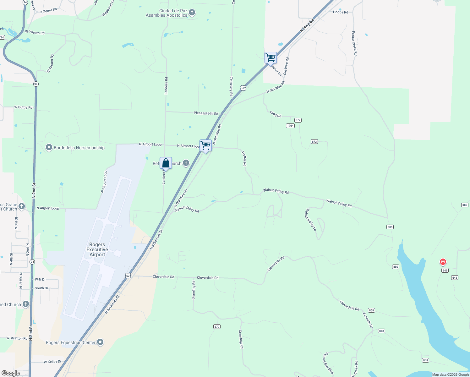 map of restaurants, bars, coffee shops, grocery stores, and more near 13262 Walnut Valley Road in Little Flock