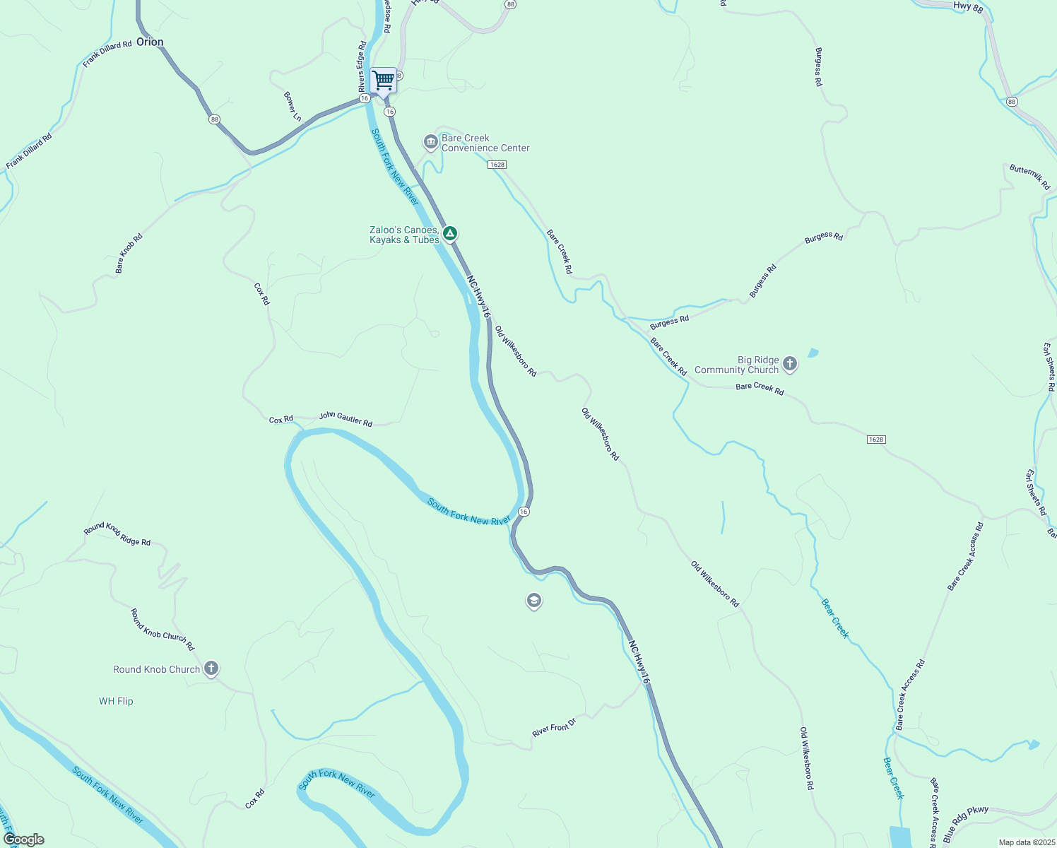 map of restaurants, bars, coffee shops, grocery stores, and more near 4517 North Carolina 16 in Crumpler