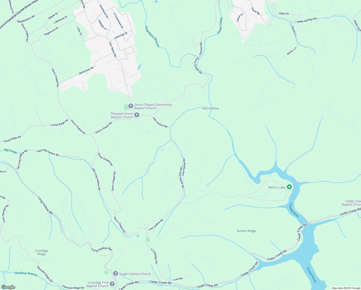map of restaurants, bars, coffee shops, grocery stores, and more near 335 Ivey Hollow Road in LaFollette
