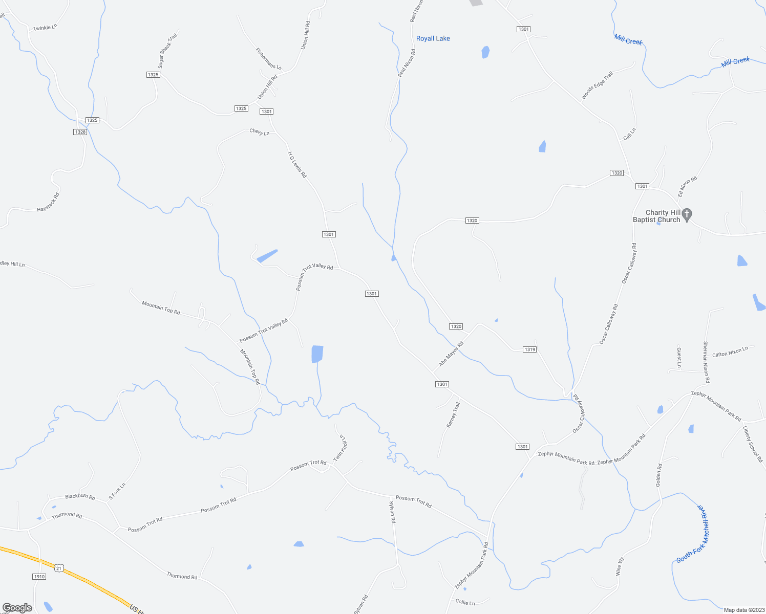 map of restaurants, bars, coffee shops, grocery stores, and more near 604 H G Lewis Road in Thurmond