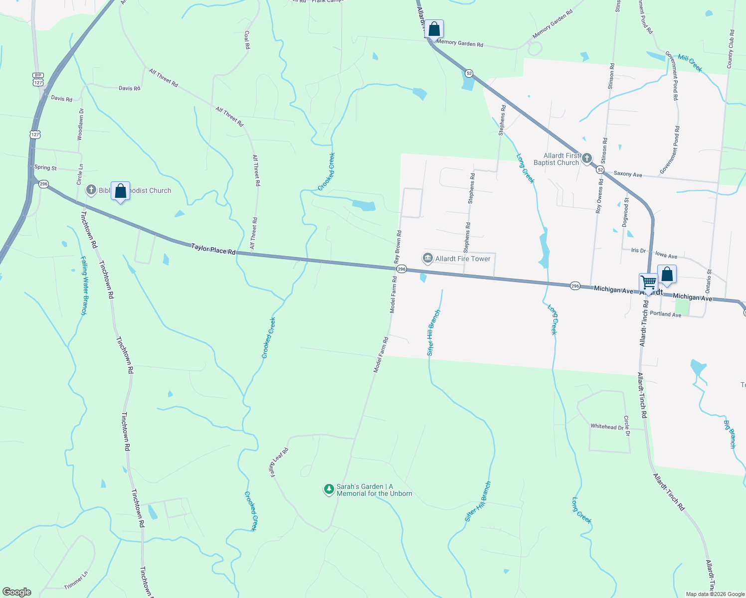 map of restaurants, bars, coffee shops, grocery stores, and more near 992 Model Farm Rd in Jamestown