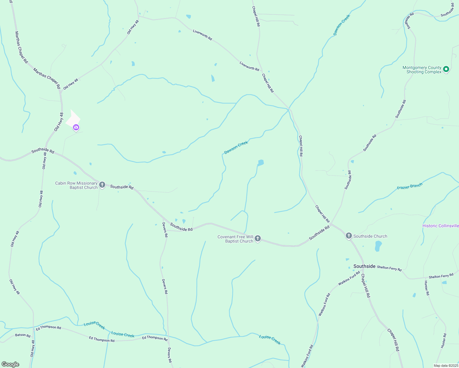 map of restaurants, bars, coffee shops, grocery stores, and more near 1529 Southside Rd in Montgomery