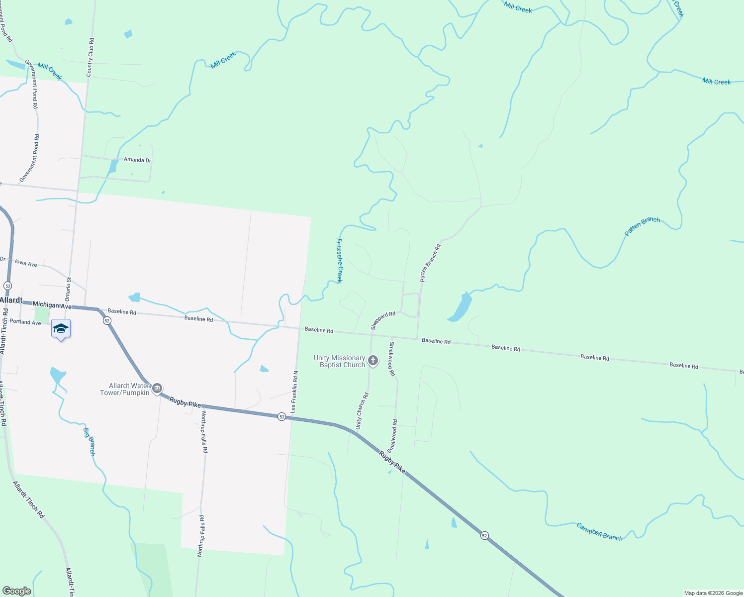 map of restaurants, bars, coffee shops, grocery stores, and more near 832 Fritzsche Loop in Jamestown