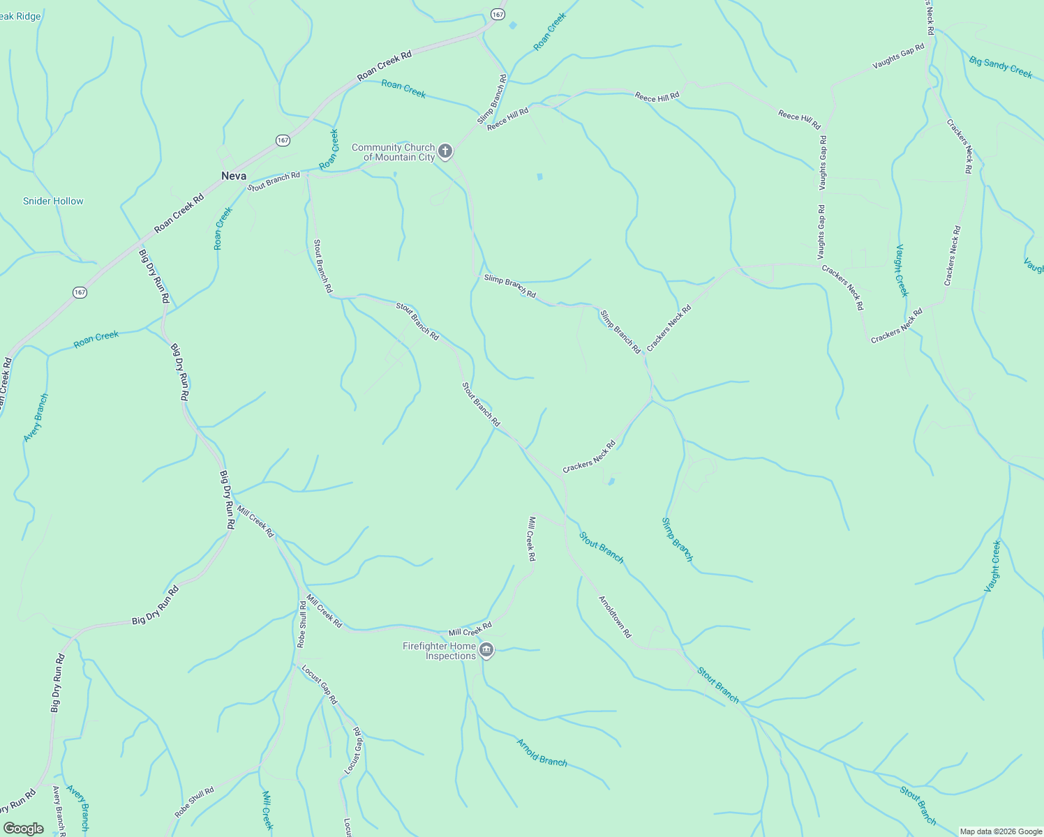 map of restaurants, bars, coffee shops, grocery stores, and more near 1760 Stout Branch Rd in Mountain City