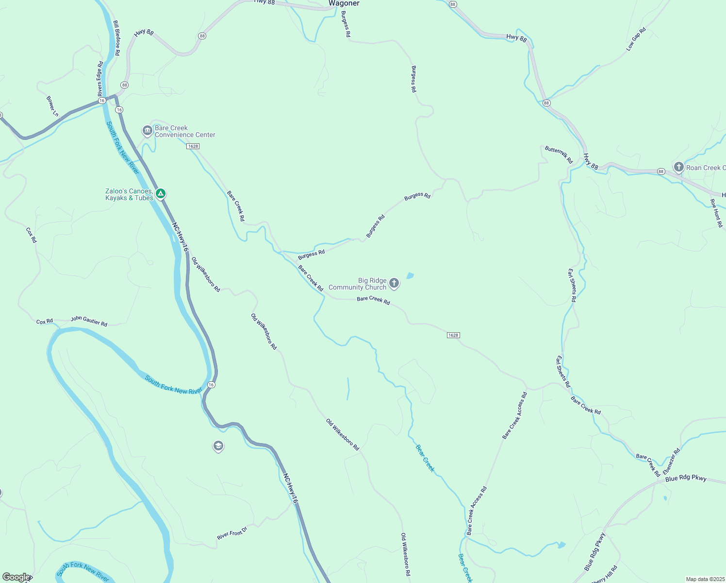 map of restaurants, bars, coffee shops, grocery stores, and more near 1763 Bare Creek Road in Jefferson