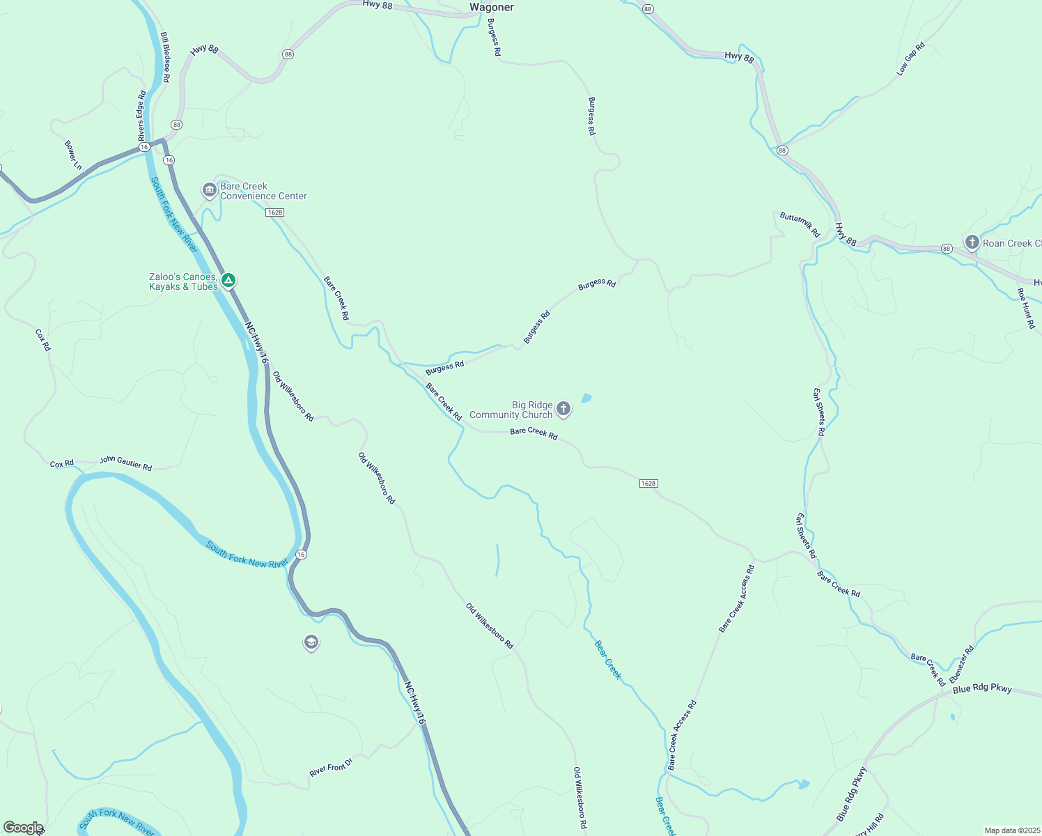 map of restaurants, bars, coffee shops, grocery stores, and more near 1763 Bare Creek Road in Jefferson