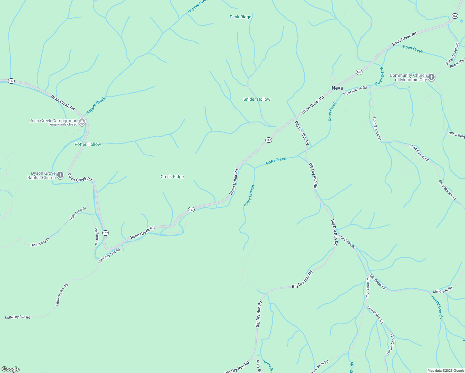 map of restaurants, bars, coffee shops, grocery stores, and more near 6646 Roan Creek Road in Butler